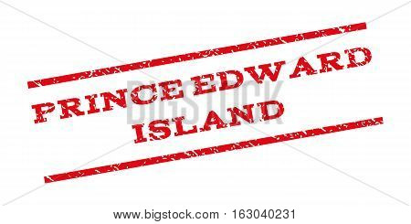 Prince Edward Island watermark stamp. Text tag between parallel lines with grunge design style. Rubber seal stamp with dust texture. Vector red color ink imprint on a white background.