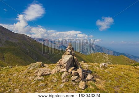 Peak Named Furmanov. Mountain Landscape In Kazakhstan, Near Almaty City