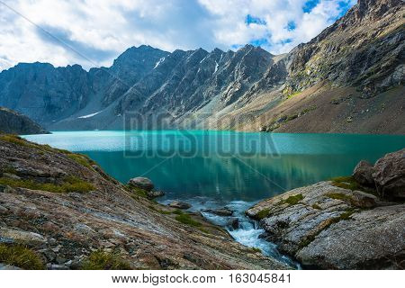 Landscape With Mountain Lake Ala-kul, Kyrgyzstan.