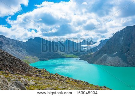 Landscape With Mountain Lake Ala-kul, Kyrgyzstan.