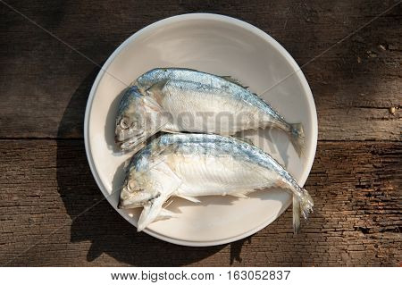 Mackerel and fresh vegetables ingredients for cooking