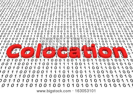 Colocation in the form of binary code, 3D illustration
