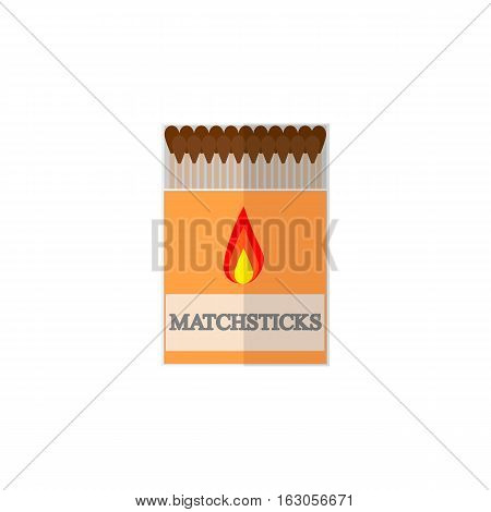 Full box of matchsticks isolated flat illustration