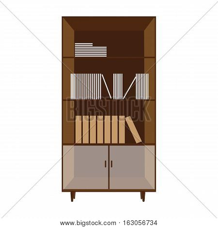 Single brown wardrobe with  flat isolated illustration