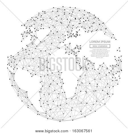 Abstract polygonal space low poly planet Earth with connecting dots and lines. Wireframe Earth connection structure. Futuristic Vector Illustration.