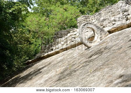 Ring of mayan ballgame.Ring used by the Maya in ball games