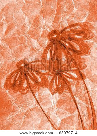Floral Style Smoke Brown Line Ornament Background, Flower Abstract Frame