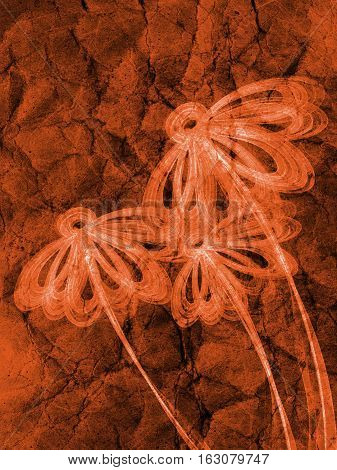 Floral Style Smoke Brown Line Ornament Background, Flower Abstract Frame