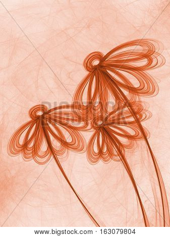 Floral Style Smoke Brown Line Ornament Background, Flower Abstract Frame