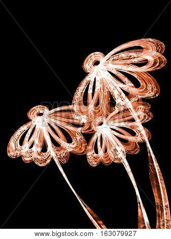 Floral Style Smoke Brown Line Ornament Background, Flower Abstract Frame