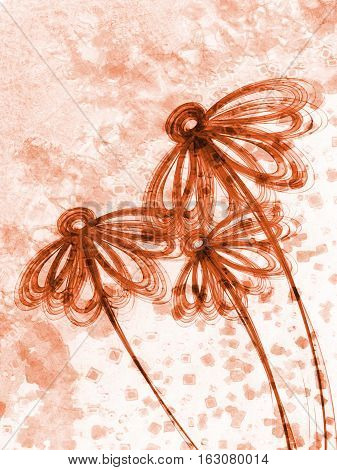 Floral Style Smoke Brown Line Ornament Background, Flower Abstract Frame