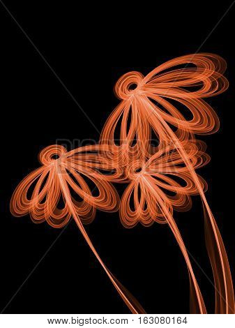 Floral Style Smoke Brown Line Ornament Background, Flower Abstract Frame