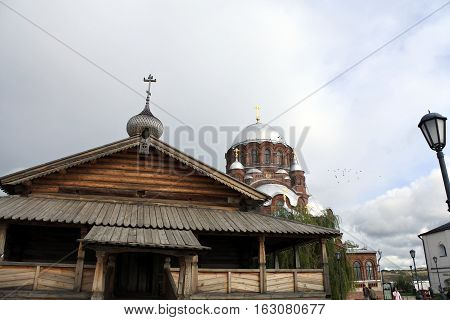 Island Sviyazhsk Russia - September 2016: John Predtechensky monastery or Church without nails built in 1552.