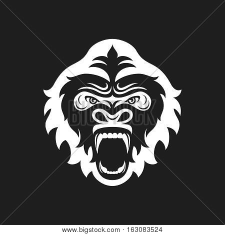 Gorilla head logo for sport club or team. Animal mascot logotype. Template. Vector illustration. Flat style