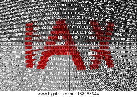 IAX in the form of binary code, 3D illustration