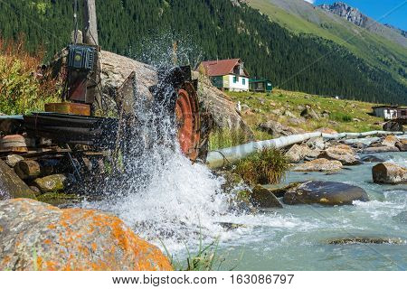 A Small Hydroelectric Power Station On The Mountain River Arashan, Kyrgyzstan.