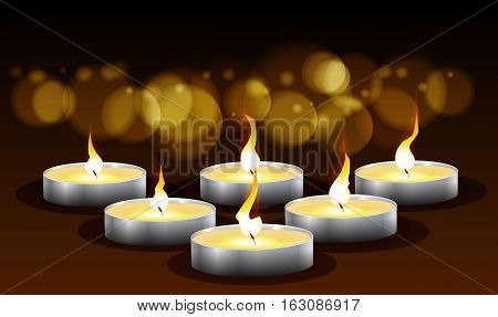 candles with lights and bokeh, vector sobre