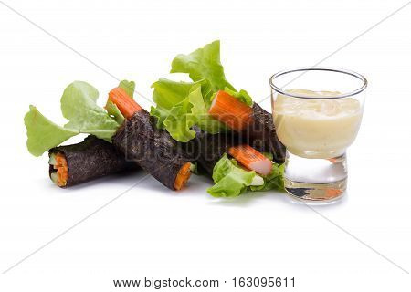 Salad Roll Vegetables With Seaweed Wrap.