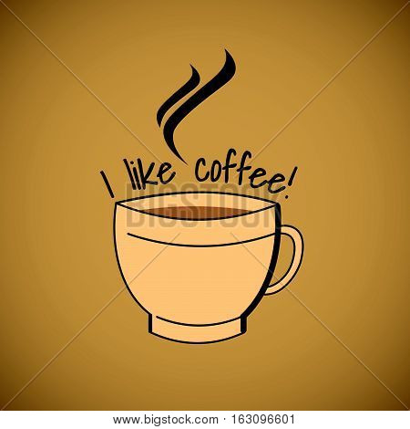 Cup of coffee on brown background. Vector illustration.