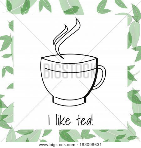 Cup of tea on white background. Vector illustration.