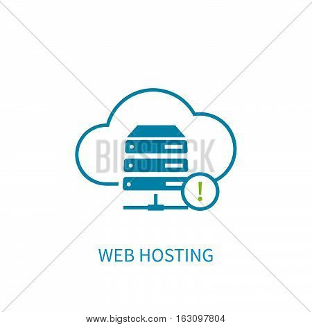 Web Hosting Server Icon With Internet Cloud Storage Computing Network Connection Sign.