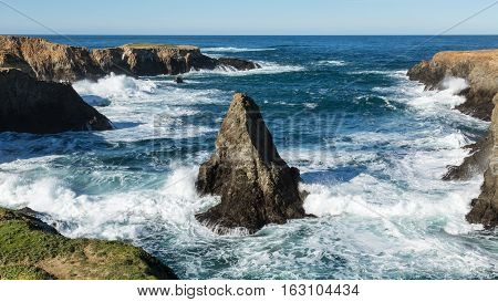 Rocky Pacific Coast Near Mendocino, California, Color image, Day