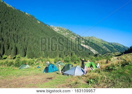 Sunny Morning In The Tourist Camp, Kyrgyzstan.