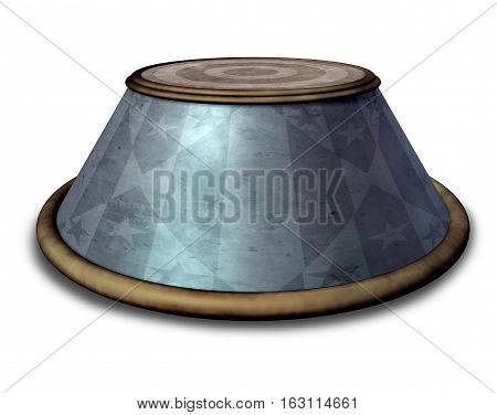 Circus stand podium stage object on a white background as a presentation or marketing symbol as a ringmaster carnival item for standing as a 3D illustration.