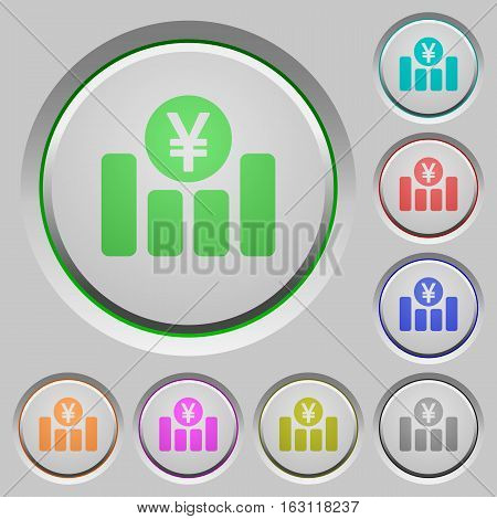Yen graph color icons on sunk push buttons