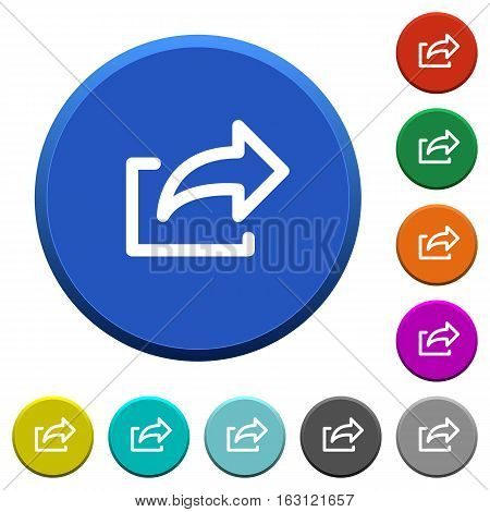 Export round color beveled buttons with smooth surfaces and flat white icons