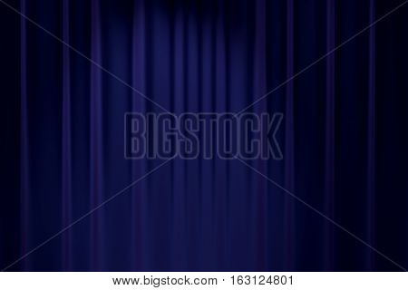 blue stage backdrop curtain classic theater background 3D render