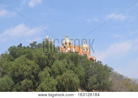Our Lady of the Remedies church stands on the top of what looks like an ordinary hill but is really the Great pyramid of Cholula, Puebla Mexico