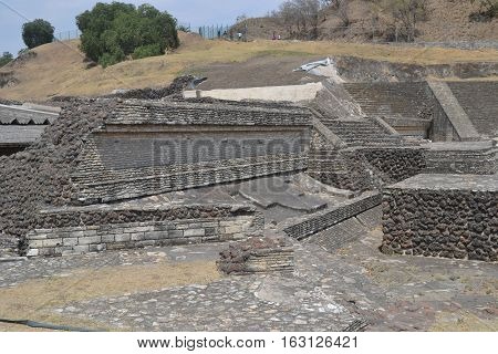 Ruins at the pre-Columbian archeological site of Cholula in the state of Puebla, Mexico