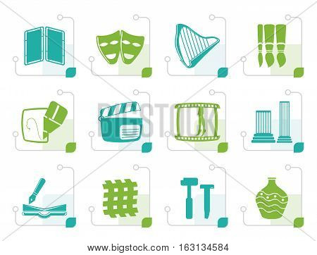 Stylized different kind of Arts Icons - Vector Icon Set