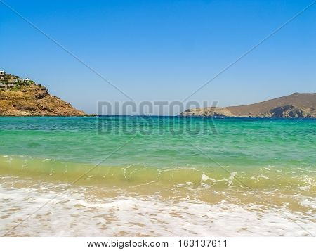 Ftelia Beach In Mykonos Aegean Sea In Greece