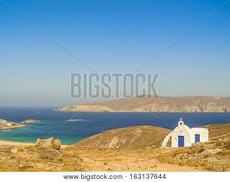 Ftelia Beach In Mykonos Aegean Sea In Greece