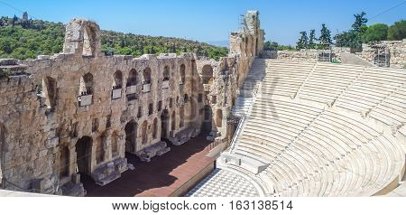 View Of The Odeon Theater Located In Athens