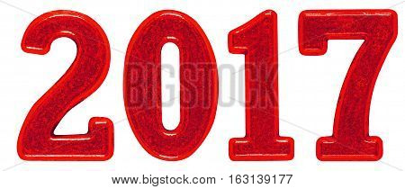 2017 inscription made of metal numerals isolated on white background