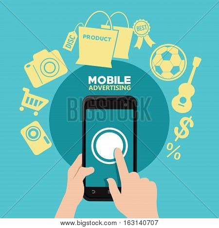 mobile ads advertising phone click digital vector illustration