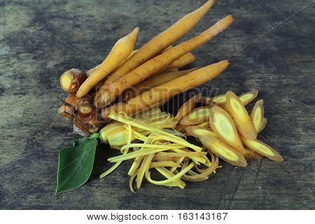 finger root Ingredients for Thai Cuisine on white background