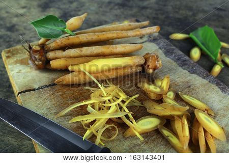 finger root Ingredients for Thai Cuisine on white background