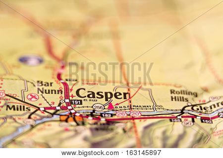 casper wyoming usa area on a map