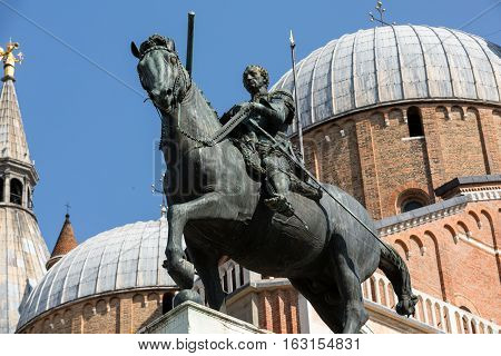 PADUA, ITALY - MAY 3, 2016: Equestrian statue of Gattamelata in Padua Italy