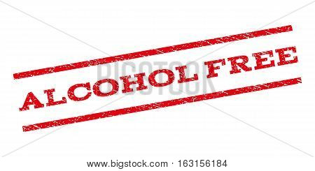 Alcohol Free watermark stamp. Text caption between parallel lines with grunge design style. Rubber seal stamp with unclean texture. Vector red color ink imprint on a white background.