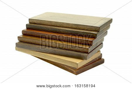 many color plank rubber wood with white background