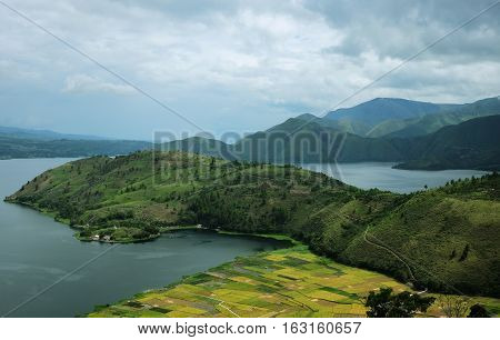 Mountains and Hills around Lake Toba, Indoneisian Landscape