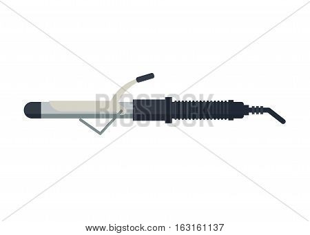 Hair curler icon flat style isolated on white background. Iron hairbrush stock vector illustration. Tool for barbershop, hairdressing equipment