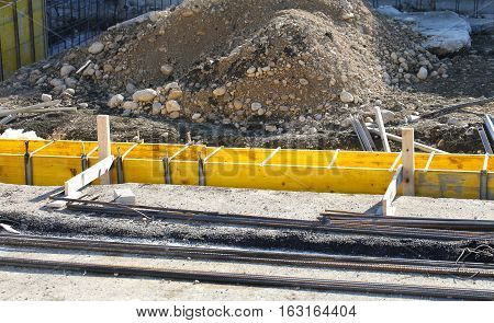 Building Material During The Construction Of The Perimeter Walls