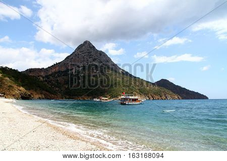 Adrasan beach and Musa Mountain in Antalya Turkey