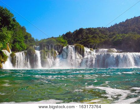 Krka National Park waterfall Skradinski buk Croatia.